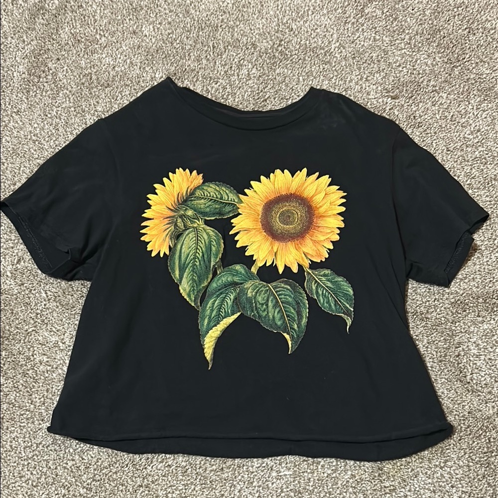 Sunflower Graphic Black T-Shirt